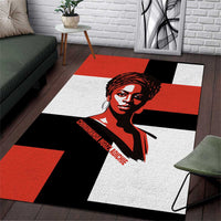 Chimamanda Ngozi Adichie Area Rug with Bold Red Portrait, We Should All Be Feminists Quote - Wonder Print Shop