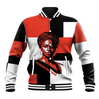 Chimamanda Ngozi Adichie Baseball Jacket with Bold Red Portrait, We Should All Be Feminists Quote - Wonder Print Shop