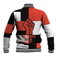 Chimamanda Ngozi Adichie Baseball Jacket with Bold Red Portrait, We Should All Be Feminists Quote - Wonder Print Shop
