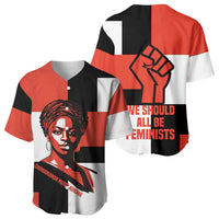 Chimamanda Ngozi Adichie Baseball Jersey with Bold Red Portrait, We Should All Be Feminists Quote - Wonder Print Shop