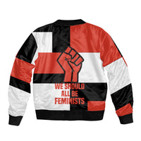 Chimamanda Ngozi Adichie Bomber Jacket with Bold Red Portrait, We Should All Be Feminists Quote - Wonder Print Shop