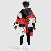 Chimamanda Ngozi Adichie Kid Wearable Blanket Hoodie with Bold Red Portrait, We Should All Be Feminists Quote - Wonder Print Shop