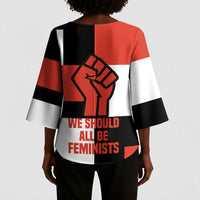 Chimamanda Ngozi Adichie Kimono Sleeve Blouse with Bold Red Portrait, We Should All Be Feminists Quote - Wonder Print Shop