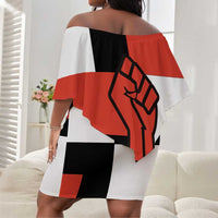 Chimamanda Ngozi Adichie Off Shoulder Short Dress with Bold Red Portrait, We Should All Be Feminists Quote - Wonder Print Shop