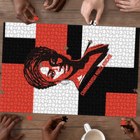 Chimamanda Ngozi Adichie Puzzle with Bold Red Portrait, We Should All Be Feminists Quote - Wonder Print Shop