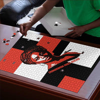 Chimamanda Ngozi Adichie Puzzle with Bold Red Portrait, We Should All Be Feminists Quote - Wonder Print Shop
