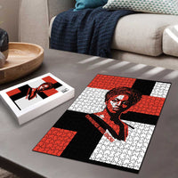 Chimamanda Ngozi Adichie Puzzle with Bold Red Portrait, We Should All Be Feminists Quote - Wonder Print Shop
