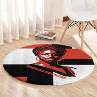 Chimamanda Ngozi Adichie Round Carpet with Bold Red Portrait, We Should All Be Feminists Quote - Wonder Print Shop