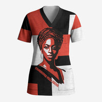 Chimamanda Ngozi Adichie Scrub Top with Bold Red Portrait, We Should All Be Feminists Quote - Wonder Print Shop