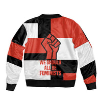 Chimamanda Ngozi Adichie Sleeve Zip Bomber Jacket with Bold Red Portrait, We Should All Be Feminists Quote - Wonder Print Shop