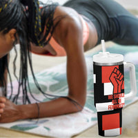 Chimamanda Ngozi Adichie Tumbler With Handle with Bold Red Portrait, We Should All Be Feminists Quote - Wonder Print Shop