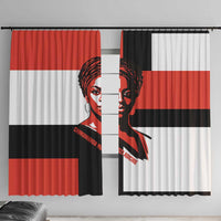 Chimamanda Ngozi Adichie Window Curtain with Bold Red Portrait, We Should All Be Feminists Quote - Wonder Print Shop