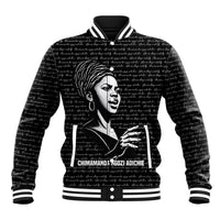 Chimamanda Ngozi Adichie Baseball Jacket with Expressive Speaking Portrait, Stories Shape Reality - Wonder Print Shop