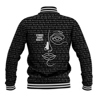 Chimamanda Ngozi Adichie Baseball Jacket with Expressive Speaking Portrait, Stories Shape Reality - Wonder Print Shop