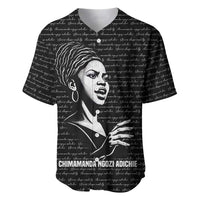 Chimamanda Ngozi Adichie Baseball Jersey with Expressive Speaking Portrait, Stories Shape Reality - Wonder Print Shop