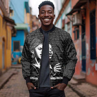 Chimamanda Ngozi Adichie Bomber Jacket with Expressive Speaking Portrait, Stories Shape Reality - Wonder Print Shop
