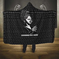 Chimamanda Ngozi Adichie Hooded Blanket with Expressive Speaking Portrait, Stories Shape Reality - Wonder Print Shop