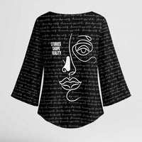 Chimamanda Ngozi Adichie Kimono Sleeve Blouse with Expressive Speaking Portrait, Stories Shape Reality - Wonder Print Shop