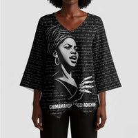 Chimamanda Ngozi Adichie Kimono Sleeve Blouse with Expressive Speaking Portrait, Stories Shape Reality - Wonder Print Shop