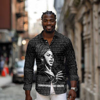 Chimamanda Ngozi Adichie Long Sleeve Button Shirt with Expressive Speaking Portrait, Stories Shape Reality - Wonder Print Shop