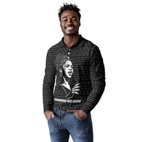 Chimamanda Ngozi Adichie Long Sleeve Polo Shirt with Expressive Speaking Portrait, Stories Shape Reality - Wonder Print Shop