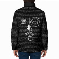 Chimamanda Ngozi Adichie Padded Jacket with Expressive Speaking Portrait, Stories Shape Reality - Wonder Print Shop