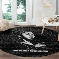 Chimamanda Ngozi Adichie Round Carpet with Expressive Speaking Portrait, Stories Shape Reality - Wonder Print Shop