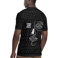 Chimamanda Ngozi Adichie Rugby Jersey with Expressive Speaking Portrait, Stories Shape Reality - Wonder Print Shop