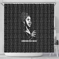 Chimamanda Ngozi Adichie Shower Curtain with Expressive Speaking Portrait, Stories Shape Reality - Wonder Print Shop