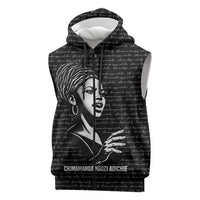 Chimamanda Ngozi Adichie Sleeveless Zip Hoodie with Expressive Speaking Portrait, Stories Shape Reality - Wonder Print Shop