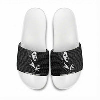 Chimamanda Ngozi Adichie Slide Sandals with Expressive Speaking Portrait, Stories Shape Reality - Wonder Print Shop
