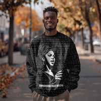 Chimamanda Ngozi Adichie Sweatshirt with Expressive Speaking Portrait, Stories Shape Reality - Wonder Print Shop
