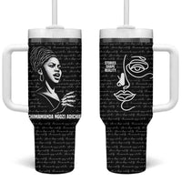 Chimamanda Ngozi Adichie Tumbler With Handle with Expressive Speaking Portrait, Stories Shape Reality - Wonder Print Shop