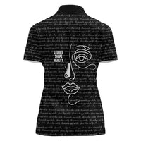 Chimamanda Ngozi Adichie Women Polo Shirt with Expressive Speaking Portrait, Stories Shape Reality - Wonder Print Shop