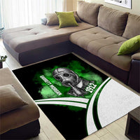 Garrett Morgan Area Rug with Gas Mask Invention Illustration, Inventing to Save Lives Quote - Wonder Print Shop