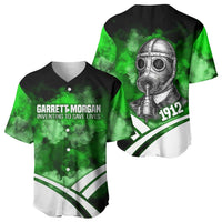 Garrett Morgan Baseball Jersey with Gas Mask Invention Illustration, Inventing to Save Lives Quote - Wonder Print Shop