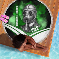 Garrett Morgan Beach Blanket with Gas Mask Invention Illustration, Inventing to Save Lives Quote - Wonder Print Shop