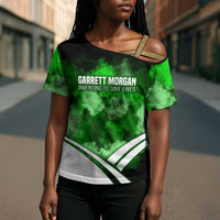 Garrett Morgan Cross Shoulder Shirt with Gas Mask Invention Illustration, Inventing to Save Lives Quote - Wonder Print Shop