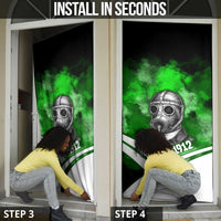 Garrett Morgan Door Cover with Gas Mask Invention Illustration, Inventing to Save Lives Quote - Wonder Print Shop