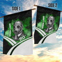 Garrett Morgan Garden Flag with Gas Mask Invention Illustration, Inventing to Save Lives Quote - Wonder Print Shop