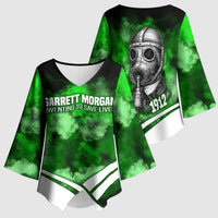 Garrett Morgan Kimono Sleeve Blouse with Gas Mask Invention Illustration, Inventing to Save Lives Quote - Wonder Print Shop