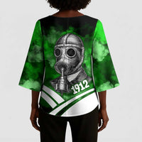 Garrett Morgan Kimono Sleeve Blouse with Gas Mask Invention Illustration, Inventing to Save Lives Quote - Wonder Print Shop