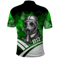 Garrett Morgan Polo Shirt with Gas Mask Invention Illustration, Inventing to Save Lives Quote - undefined