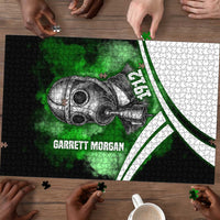 Garrett Morgan Puzzle with Gas Mask Invention Illustration, Inventing to Save Lives Quote - Wonder Print Shop