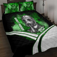Garrett Morgan Quilt Bed Set with Gas Mask Invention Illustration, Inventing to Save Lives Quote - Wonder Print Shop