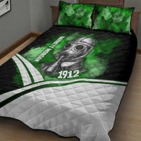 Garrett Morgan Quilt Bed Set with Gas Mask Invention Illustration, Inventing to Save Lives Quote - Wonder Print Shop