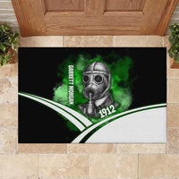 Garrett Morgan Rubber Doormat with Gas Mask Invention Illustration, Inventing to Save Lives Quote - Wonder Print Shop