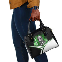 Garrett Morgan Shoulder Handbag with Gas Mask Invention Illustration, Inventing to Save Lives Quote - undefined