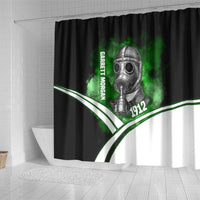 Garrett Morgan Shower Curtain with Gas Mask Invention Illustration, Inventing to Save Lives Quote - Wonder Print Shop