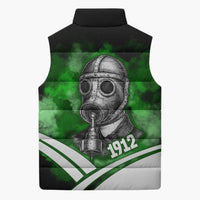 Garrett Morgan Sleeveless Puffer Jacket with Gas Mask Invention Illustration, Inventing to Save Lives Quote - Wonder Print Shop